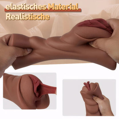 Lebensechte Taschenmuschi, weiches und haltbares Material, realistisch strukturierte Vagina und enger Anus, 2-in-1-Löcher