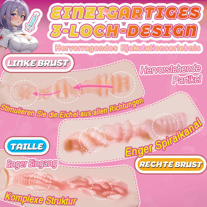 Nurse Clara –3 feuchte Tunnel + blütenförmige Brustwarzen, private Klinik für große Brüste