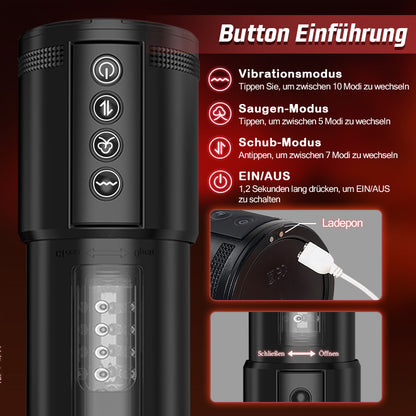 Telescope 5  Stoßen 10 Vibrieren 5 Saugen 3 IN 1 Masturbator für Männer