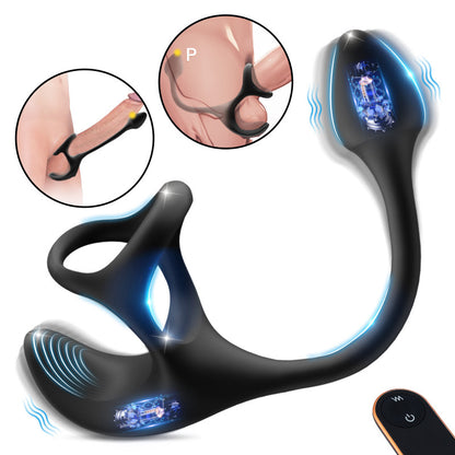 【Free  lub!】Anal Plug kugelförmiger Vibrationsstimulator mit Penisringe