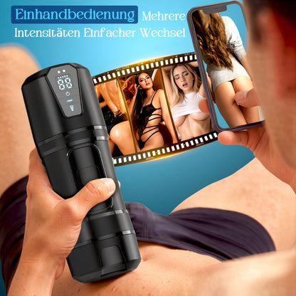 Challenger - 5 Saugstufen, 10 Vibrationsmodi, männlicher Masturbator, mehrstufig einstellbar, realistischer TPE-Sleeve, IPX7 wasserdicht