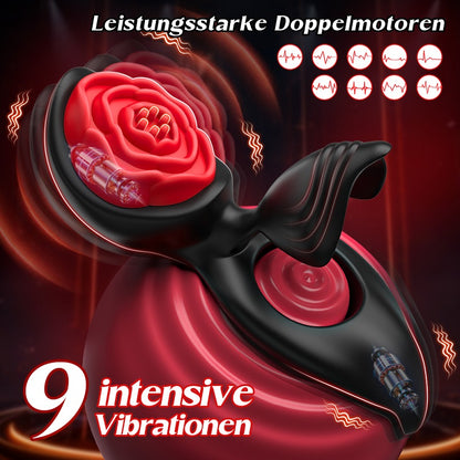 Penisring Vibrator mit Klitoris Hoden Stimulator für Paare mit 9 Vibrationsmodi Sexspielzeug Solo Erotik Sex