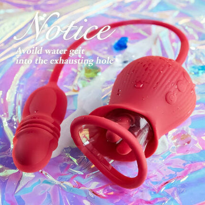 Acmejoy Rose 10 Dildo-Vibrator mit Zungenlecken und Stoßen, Klitoris- und Brustwarzenstimulator