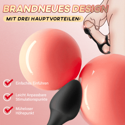 【Free  lub!】Anal Plug kugelförmiger Vibrationsstimulator mit Penisringe