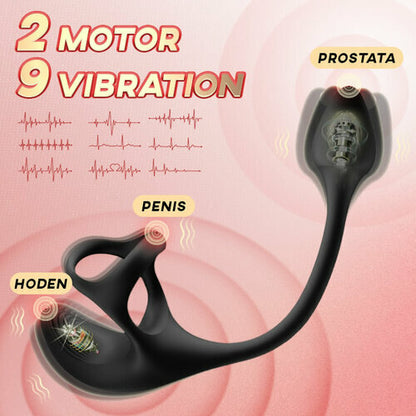 【Free  lub!】Anal Plug kugelförmiger Vibrationsstimulator mit Penisringe