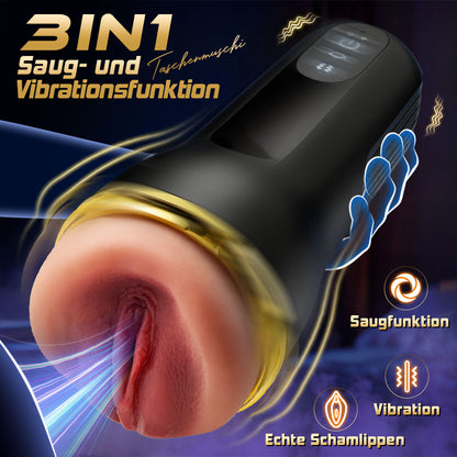 Captain - 5 Sucking 10 Vibrating Simulated Vagina Eingang Männliche Masturbation Cups