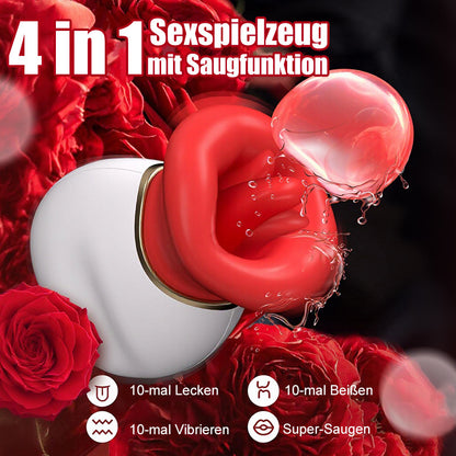 Mund Zunge 4-in-1 Lecken & Beißen & Saugen & Vibrator für Klitorisstimulation
