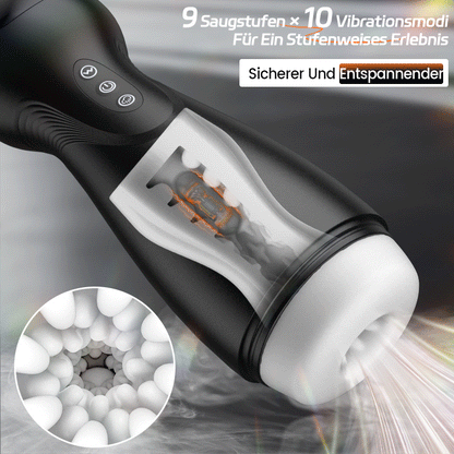 SolaceX - 9-stufige Saugfunktion 10-stufige Vibrationsfunktion, automatischer männlicher Masturbator mit starker Saugkraft Masturbator