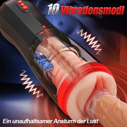 【Everted Fleshy Labia】ROKA - 5-in-1 Multifunktionaler Masturbator 5 Stoßen Saugen, 10 Vibrations und Transparenten, Abnehmba