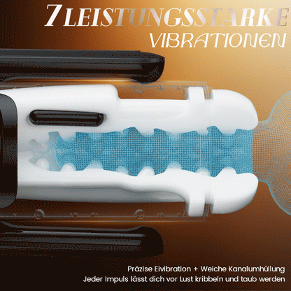 Phantom - 7 Saugungen 7 Vibrationen  Doppelgriffe  Grobe Granulat-Kanaltextur  Männer-Masturbator