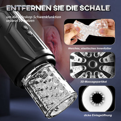 3-in-1 Teleskopischer, Rotierender, Vibrierender, elektrischer Masturbation Cup mit 7 Frequenzen