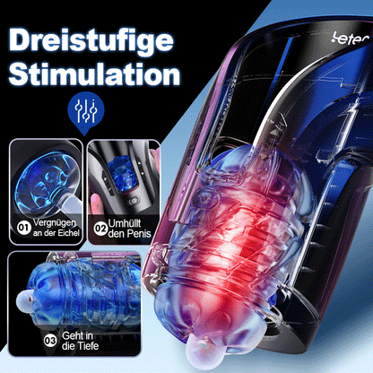 Leten- Thunder fleischiger teleskopischer vibrierender automatischer männlicher Masturbator Blowjob Stroker