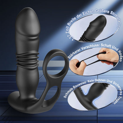 SAUL 3 Teleskopisch 12 Vibration Doppel-Penisring Prostata Vibrator