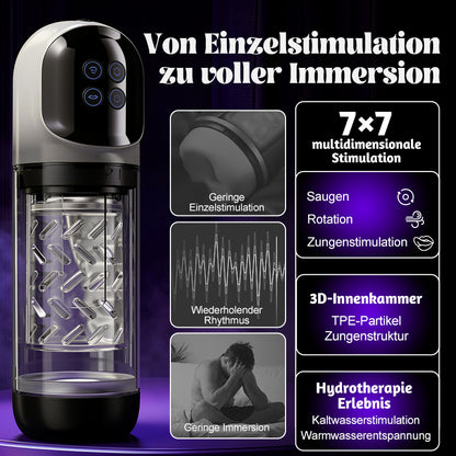 Vortex - 7 Saugmodi 7 Rotationen Stroker – 3D realistisches Gefühl wasserdichtes Heiß- & Kaltwasser-Spa Vakuum-Pumpen Masturbator
