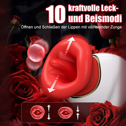 Mund Zunge 4-in-1 Lecken & Beißen & Saugen & Vibrator für Klitorisstimulation
