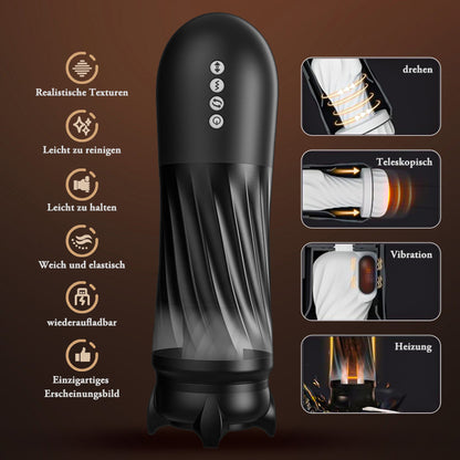 Rocket Cup Masturabtor 3 Rotierend 5 Vibrierend Dehnbar & Heizen