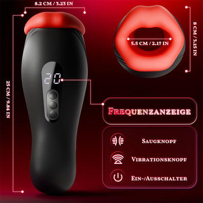 Verzauberung - 9 Vibrationen 4 Saugungen Klammernde Saugung Oralsimulation Männer-Masturbator