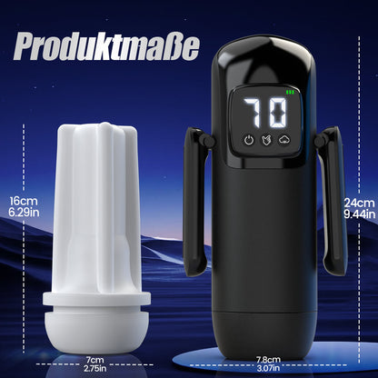 Phantom - 7 Saugungen 7 Vibrationen  Doppelgriffe  Grobe Granulat-Kanaltextur  Männer-Masturbator