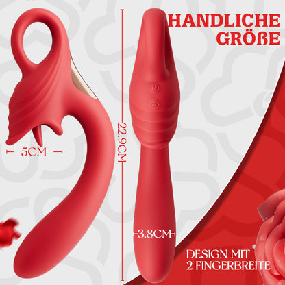 Vibrator mit 7 Vibrationsfrequenzen und Zungenleckfunktion, Fingerring-Design für einfaches Halten