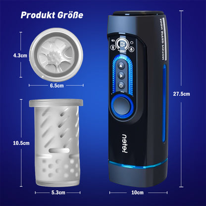 【+Free Lube!!】Leten-X9 IV Upgraded Retractable & Beheizte & Akustische Kombination Männlicher Masturbator