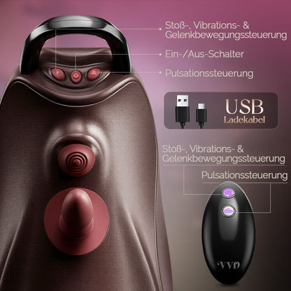 VVD Rider Air Reit-Sexmaschine - Stoßkolben-Dildo mit zwei vibrierenden Aufsätzen | Freihändig