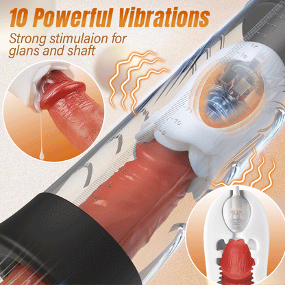 Penispumpe mit 10 Vibrations- und 6 Saugmodi, Penisverlängerung für Männer