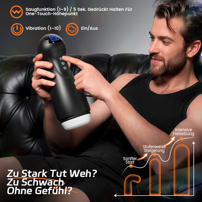 SolaceX - 9-stufige Saugfunktion 10-stufige Vibrationsfunktion, automatischer männlicher Masturbator mit starker Saugkraft Masturbator