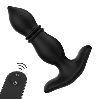 2 IN 1 Prostata Analplug 9 Stoßmodi 9 Vibrationsmodi 14,5cm Schwarz