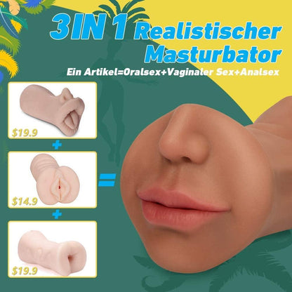3 IN 1 Realistischer Masturbator Blowjob Taschenmuschi für Männer - ACMEJOY