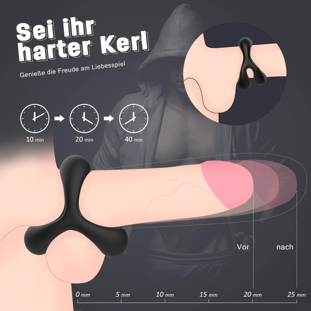 Penisringe drei Ringe Schwarz Härter Länger Größer - acmejoy-de